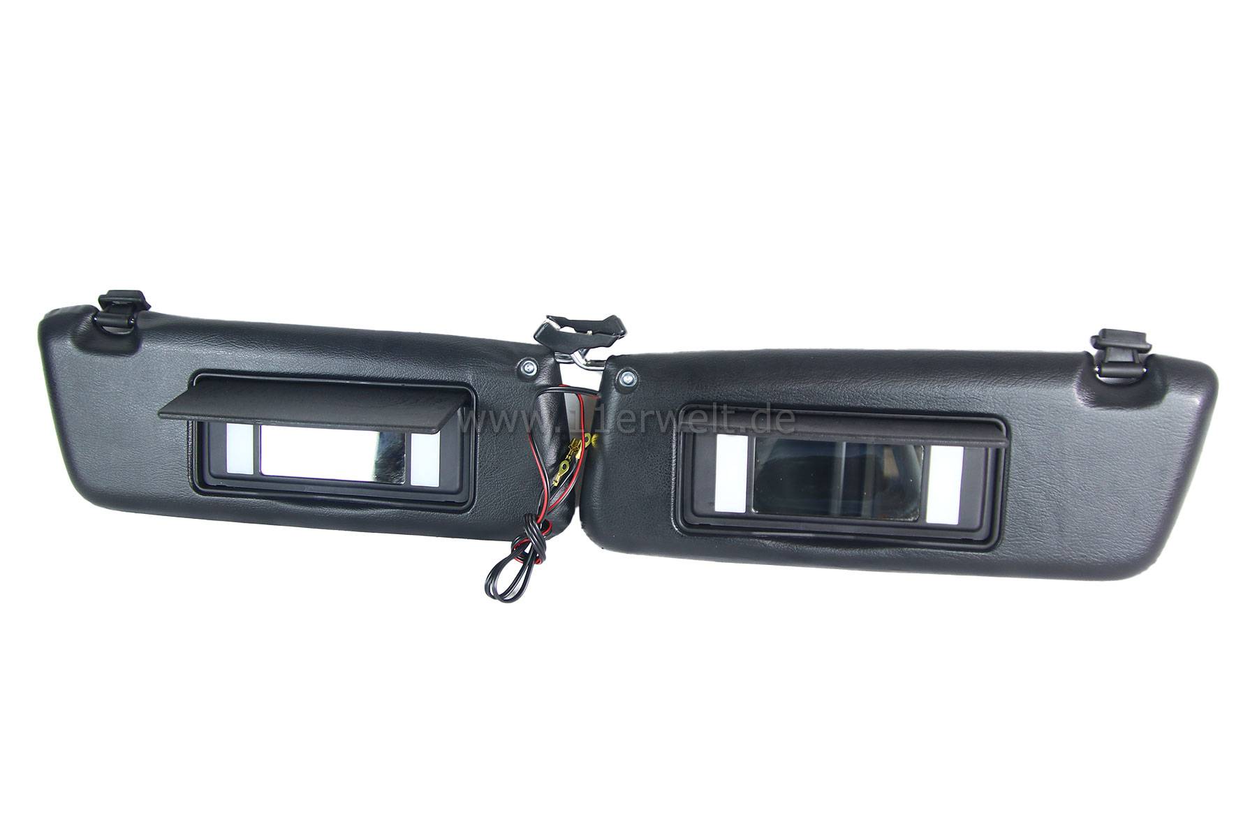 Sonnenblenden Mercedes R107 mit beleuchtetem Make Up Spiegel im Set schwarz