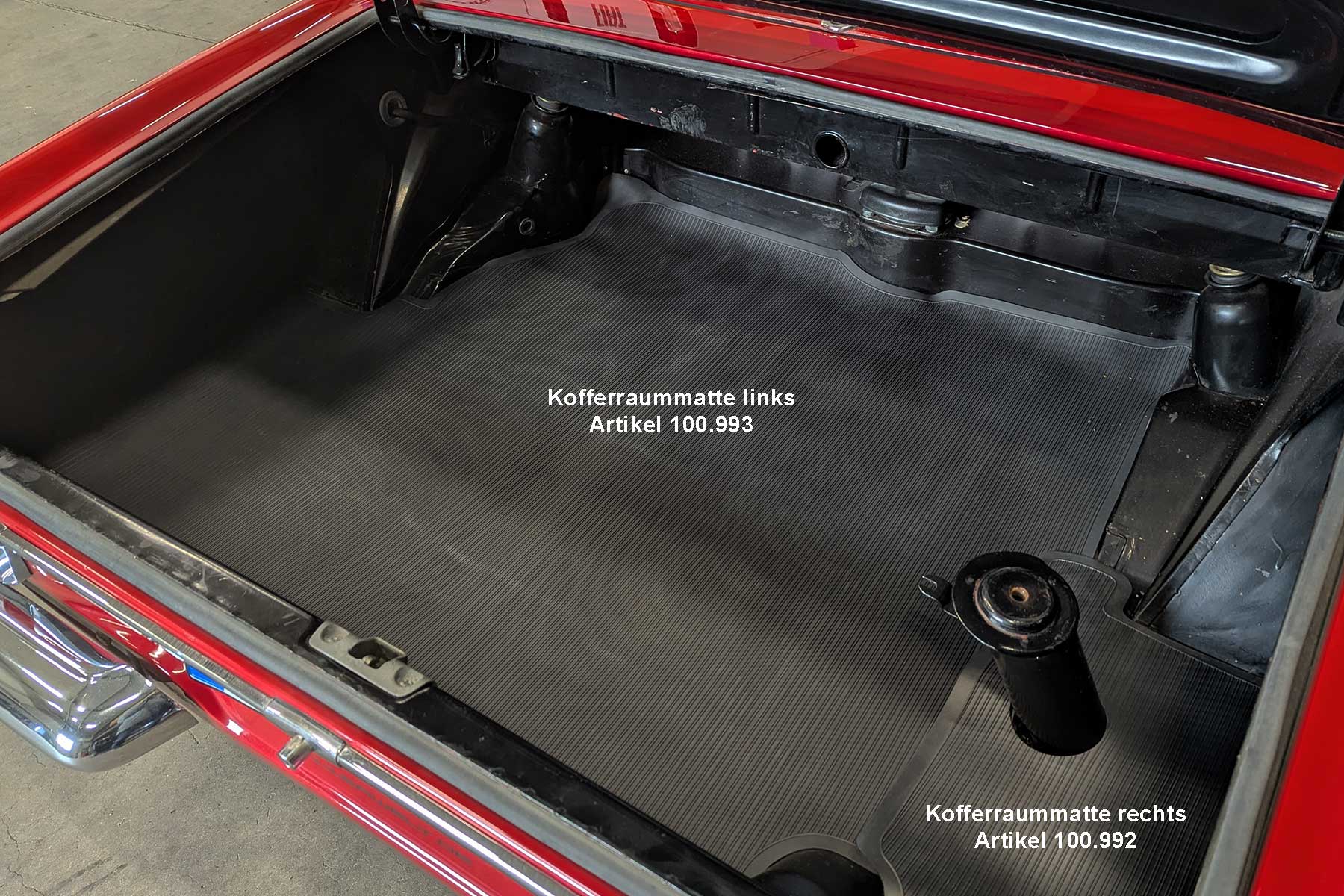 Kofferraummatte aus Gummi für Mercedes W113 Pagode, großes Teil links