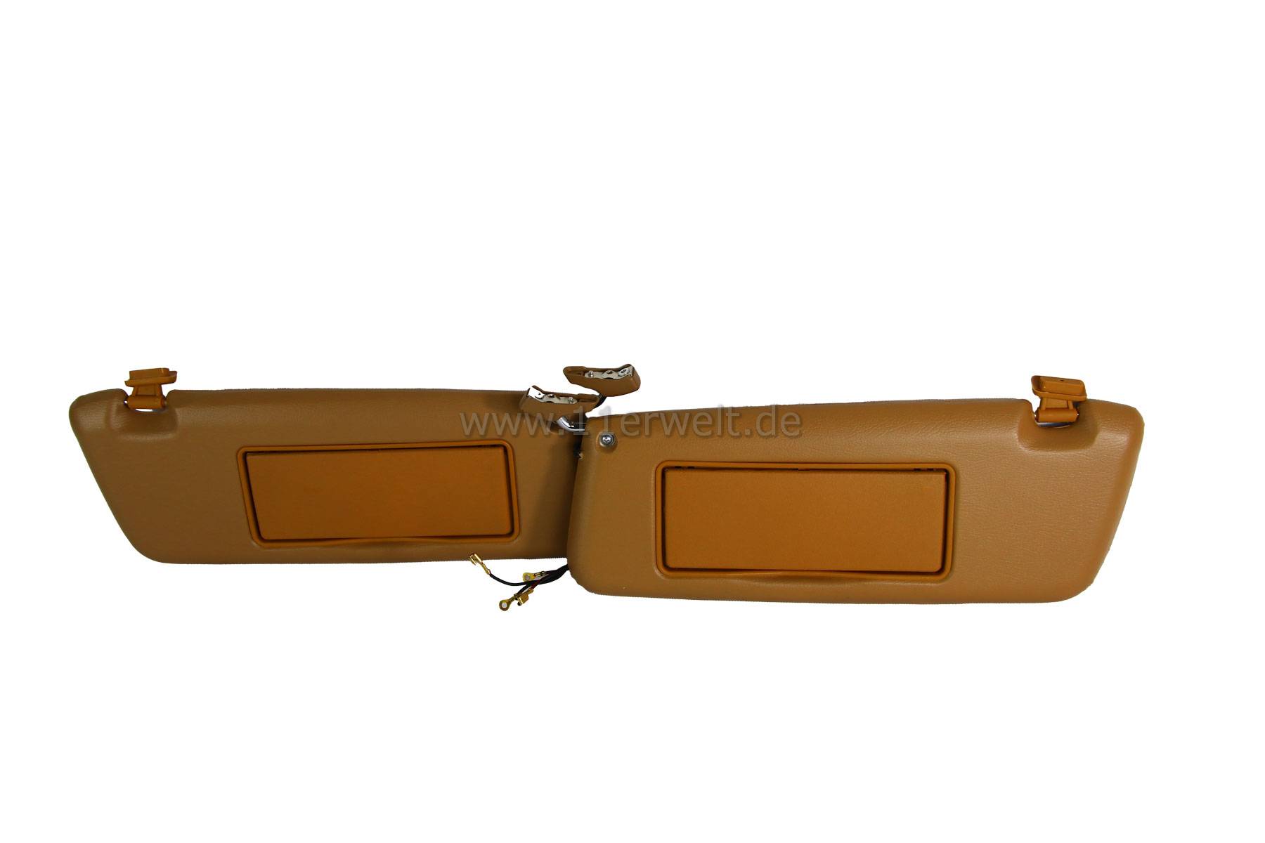 Sonnenblenden Mercedes R107 mit beleuchtetem Make Up Spiegel im Set palomino