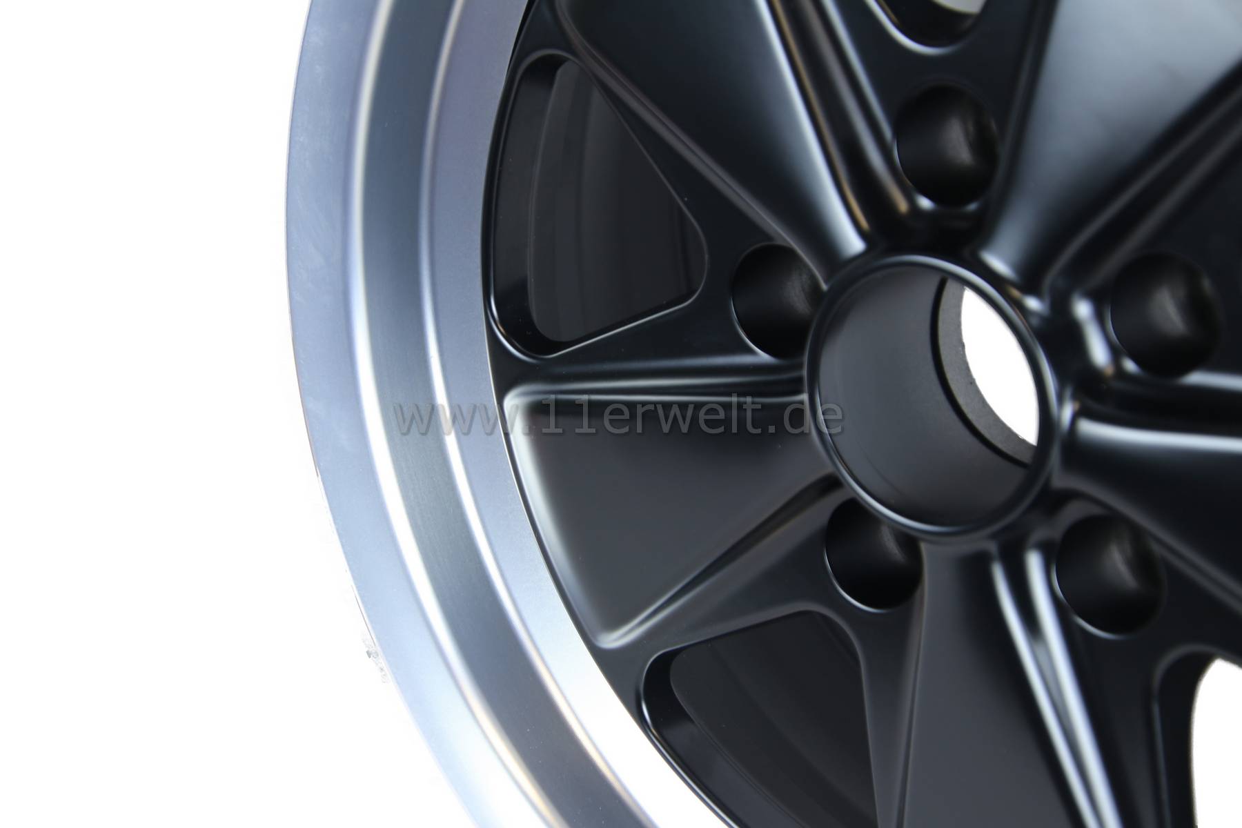 Felgen 5 Speiche 7 x 17", ähnlich Fuchs Felgen für Porsche 911, mattschwarz/glanzgedreht