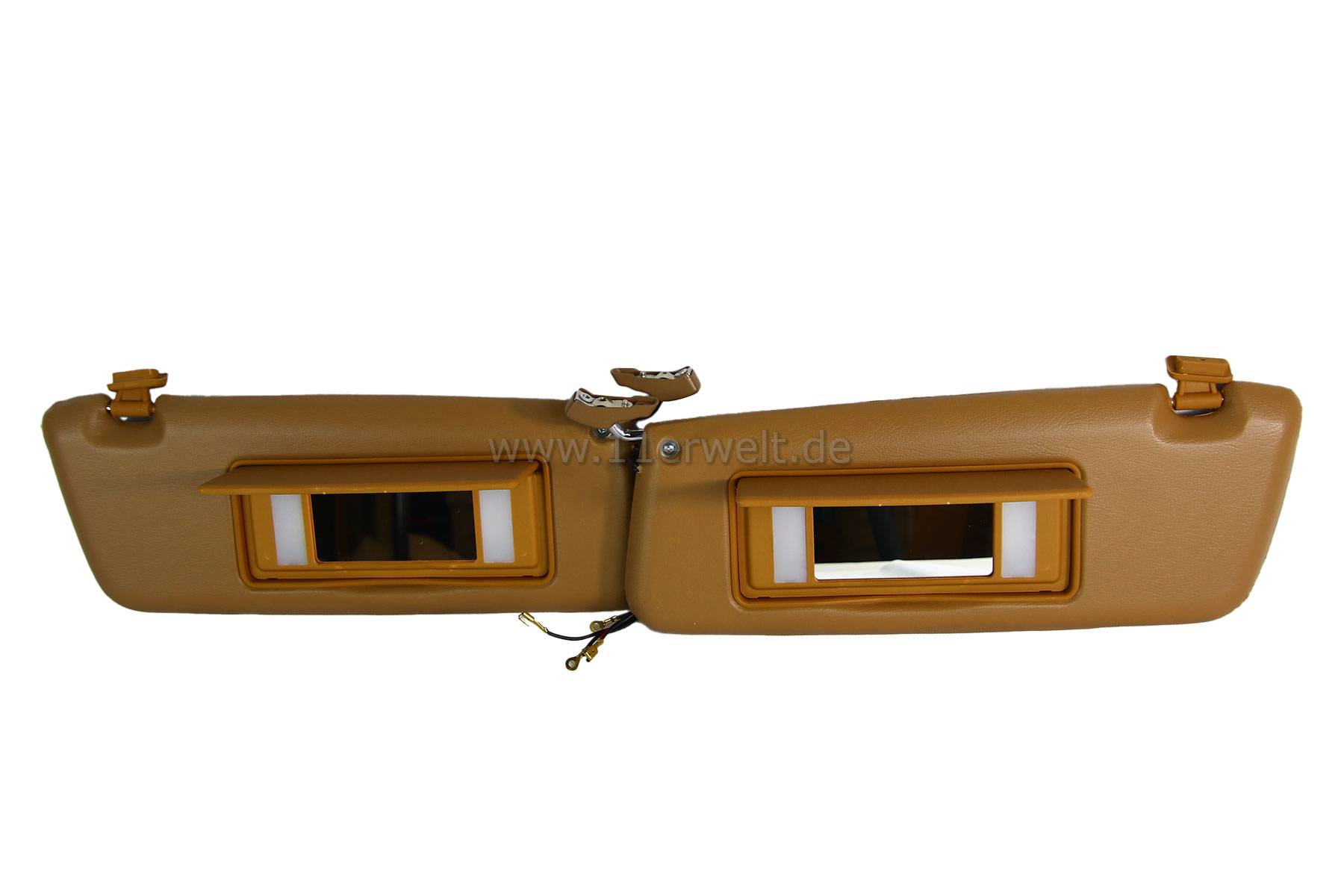 Sonnenblenden Mercedes R107 mit beleuchtetem Make Up Spiegel im Set palomino