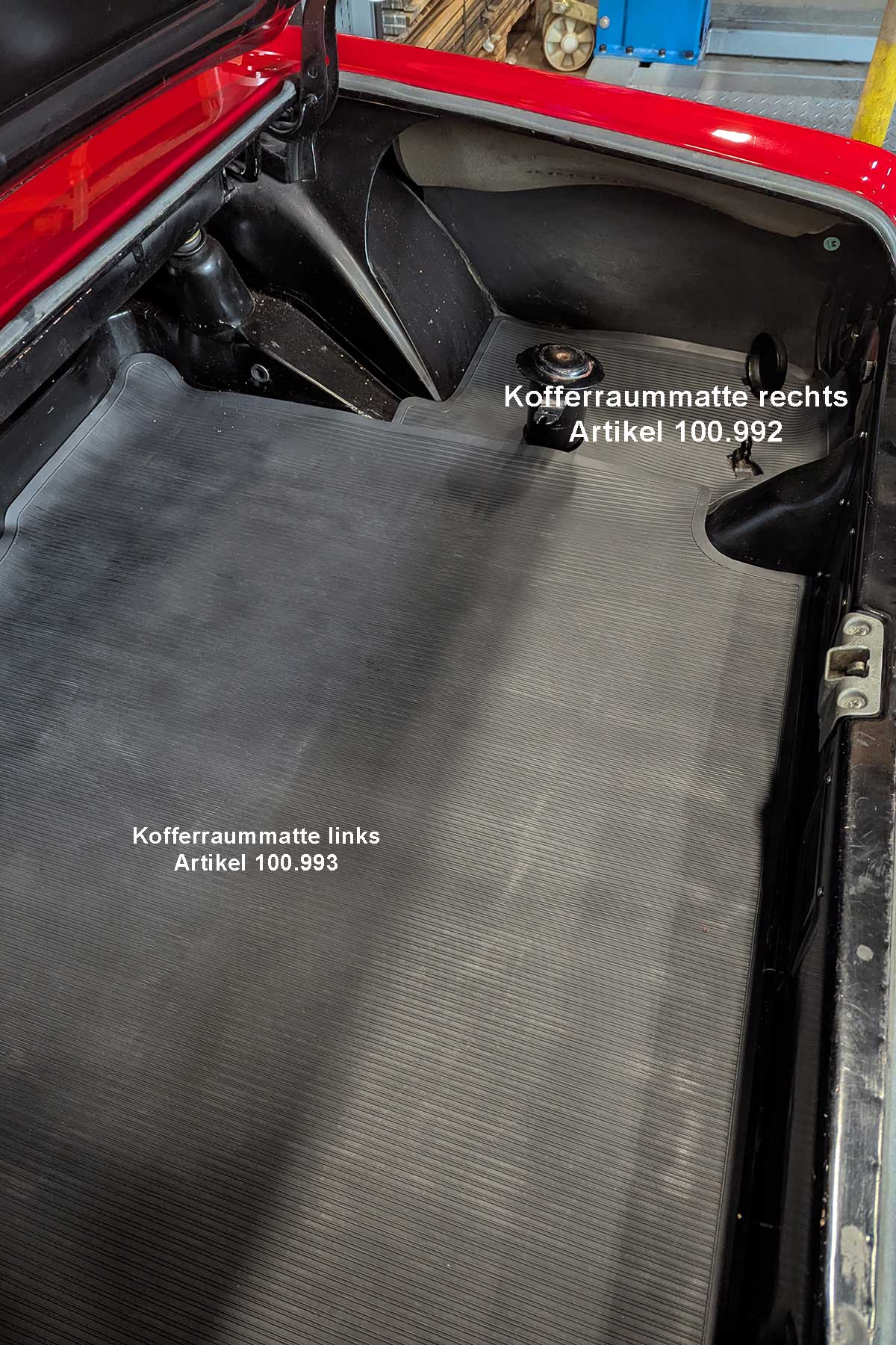 Kofferraummatte aus Gummi für Mercedes W113 Pagode, großes Teil links